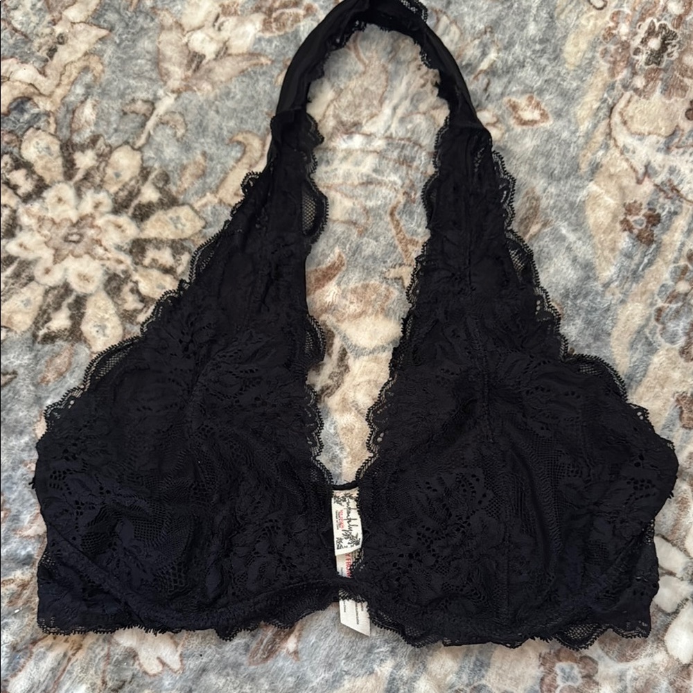 Free People Black Lace Wireless Bra